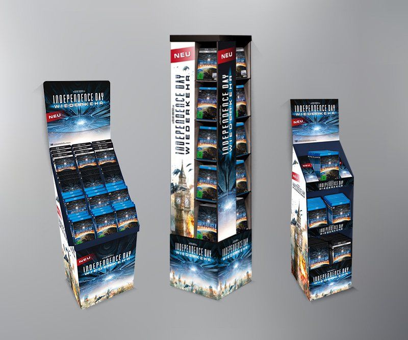 Warenträger, Independence Day Wiederkehr, Twentieth Century Fox Home Entertainment, Design, Gestaltung, ABC creativ service, Andrea Bürgin,