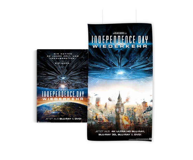 Independence Day - Wiederkehr, Twentieth Century Fox Home Entertainment, Warenträger, Deko-Material, Roll-Up-Display, Poster, Deko-Fahne, Stoffbanner, Design, ABC creativ service, Andrea Bürgin