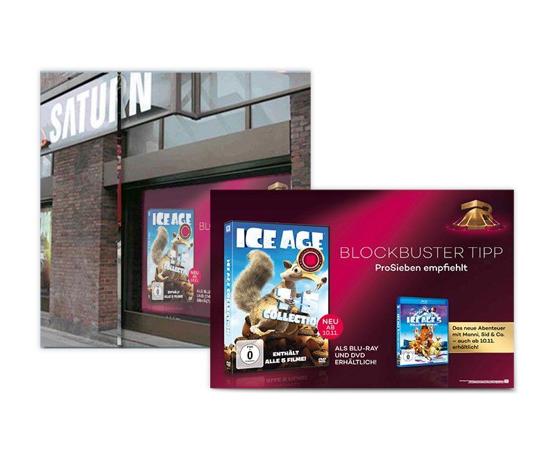 Ice Age, Twentieth Century Fox Home Entertainment, Anzeigen Gestaltung, Groß-Banner Design, ABC creativ service, Andrea Bürgin