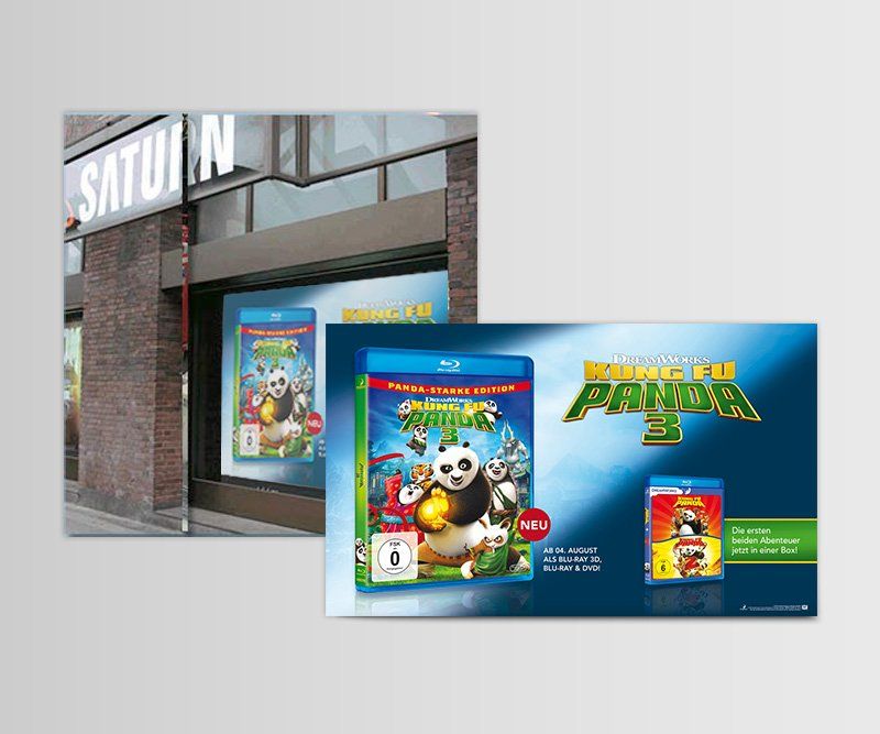 Schaufensterbanner, Kung Fu Panda 3, Twentieth Century Fox Home Entertainment, Design, Gestaltung, ABC creativ service, Andrea Bürgin,