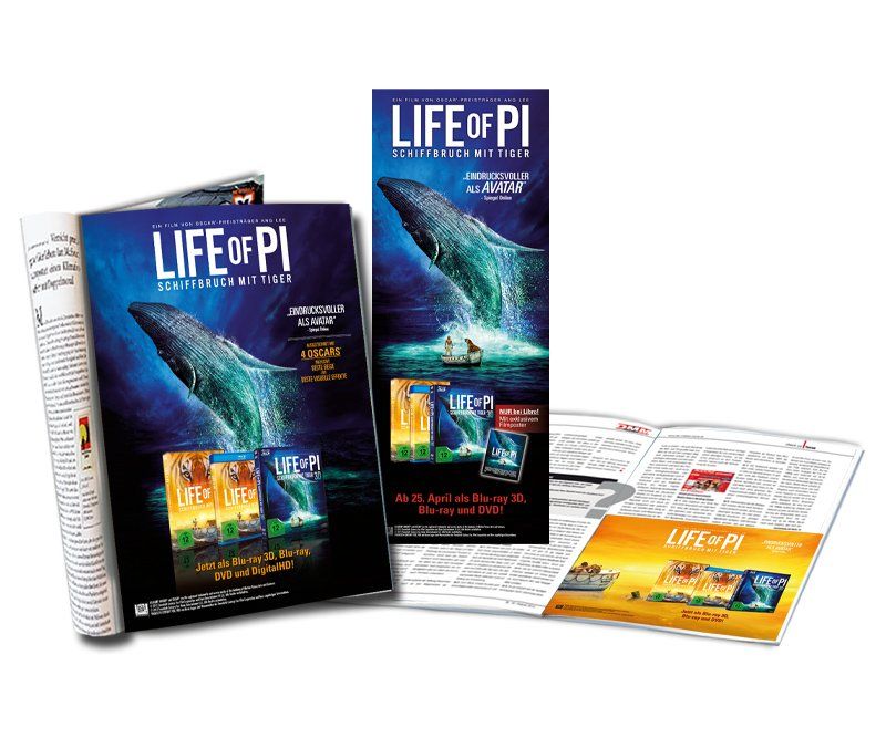 Anzeigen, Life of Pi, Twentieth Century Fox Home Entertainment, Gestaltung, Design, ABC creativ service, Andrea Bürgin,