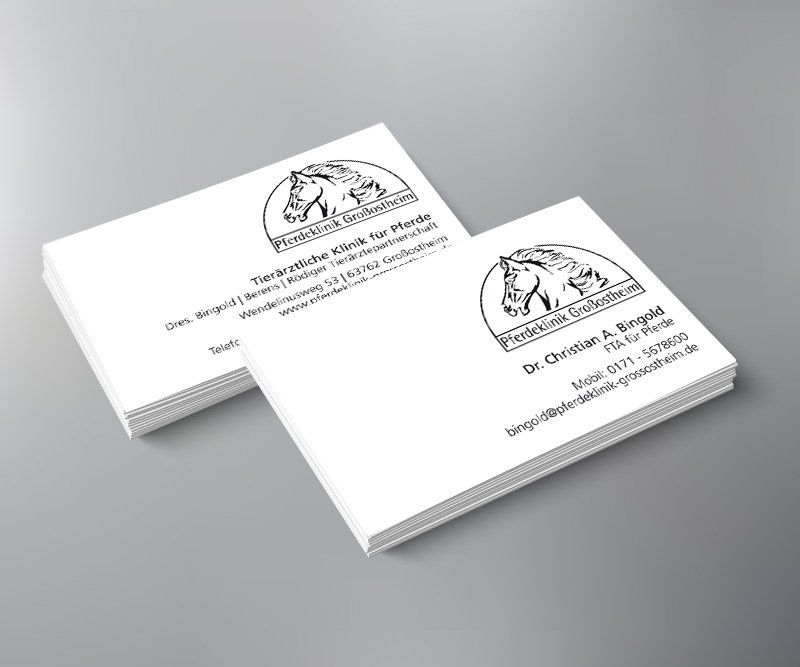 Pferdeklinik Großostheim, visitenkarten design, Gestaltung, ABC creativ service, Andrea Bürgin