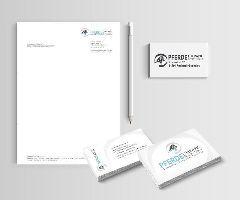 Pferdetherapie Rhein-Main - Osteopathie, Chiropraktik, Akupunktur für Pferde, Logo-Design, Corporate Design, Visitenkarten, Briefpapier, ABC creativ service,