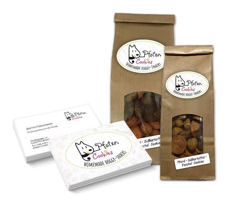 Pfoten Cookies - Homemade Doggy-Snacks, Anette Crössmann, Logo-Design, Corporate Design, Visitenkarten, Briefpapier, Gestaltung, ABC creativ service, Andrea Bürgin,