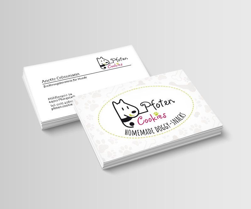 Pfoten Cookies, Anette Crössmann, Logo-Design, Corporate Design, Visitenkarten, Design, Gestaltung, ABC creativ service, Andrea Bürgin,
