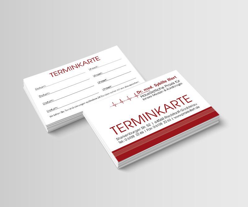 Terminkarten, Praxis Dr. med. Illert, Design, Gestaltung, ABC creativ service, Andrea Bürgin,