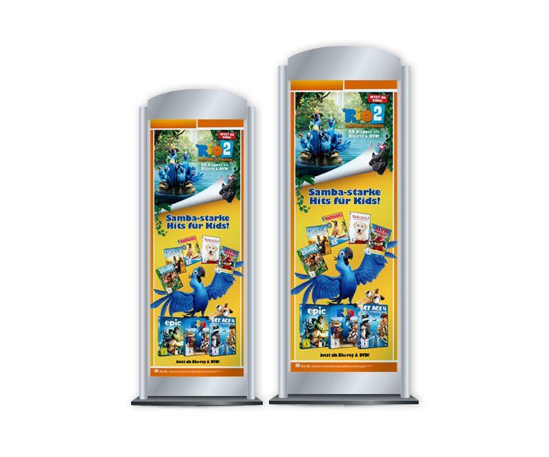 Leuchtdisplays, Rio 2, Twentieth Century Fox Home Entertainment, Design, Gestaltung, ABC creativ service, Andrea Bürgin,