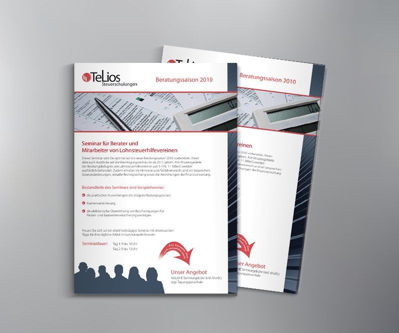 Telios Steuerschulungen, Steuerring Lohnsteuerhilfeverein, Folder, Broschüre, Flyer, Katalog, Design, Gestaltung, ABC creativ service, Andrea Bürgin,