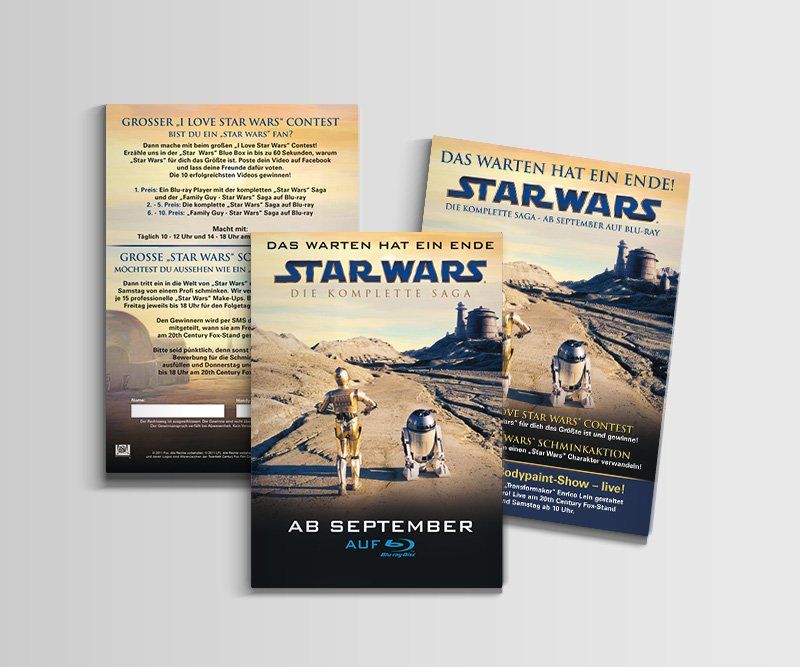 Flyer_StarWars, Twentieth Century Fox Home Entertainment, Design, Gestaltung, ABC creativ service, Andrea Bürgin,