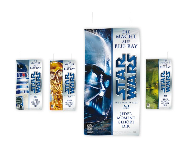 Textilfahnen, StarWars, Twentieth Century Fox Home Entertainment, Design, Gestaltung, ABC creativ service, Andrea Bürgin,