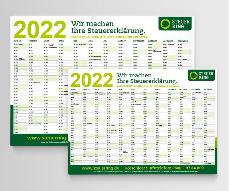 Kalender, Steuerring, Lohnsteuerhilfeverein, ABC creativ service, Andrea Bürgin, Seeheim,