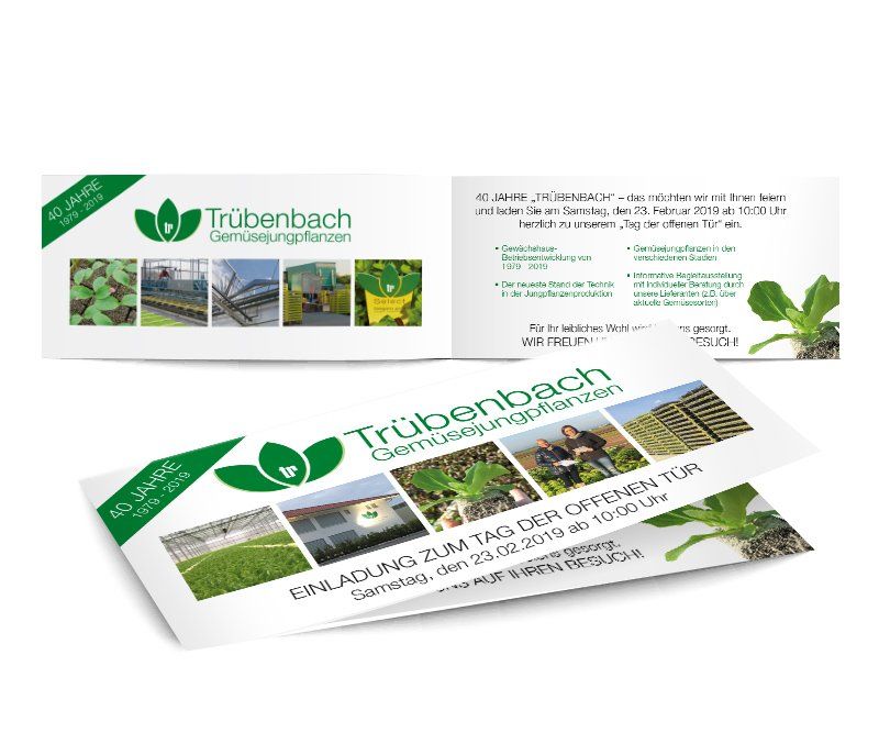 Einladungskarte, Trübenbach Gemüsejungpflanzen, Design, Gestaltung, ABC creativ service, Andrea Bürgin,