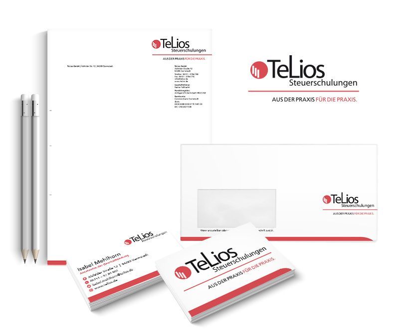 TeLios Steuerschulungen, Logo-Design, Corporate Design, Visitenkarten, Briefpapier, Briefumschläge, ABC creativ service, Andrea Bürgin,