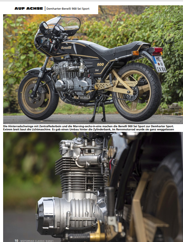 Demharter Benelli SEI 900 Verkauf Klassische und exklusive Motorrad Unikat von Green Island Bikes