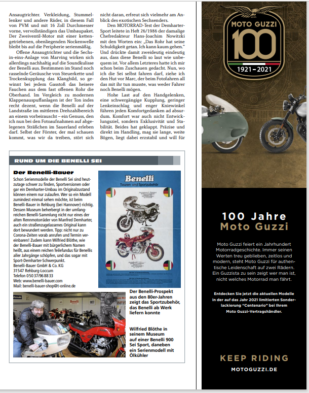 Demharter Benelli SEI 900 Verkauf Klassische und exklusive Motorrad Unikat von Green Island Bikes