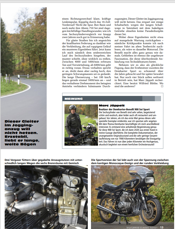 Demharter Benelli SEI 900 Verkauf Klassische und exklusive Motorrad Unikat von Green Island Bikes