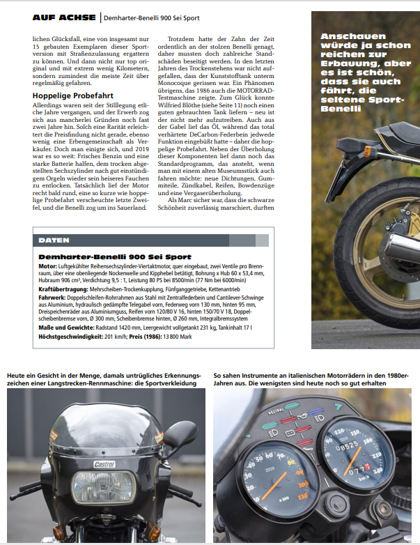 Demharter Benelli SEI 900 Verkauf Klassische und exklusive Motorrad Unikat von Green Island Bikes