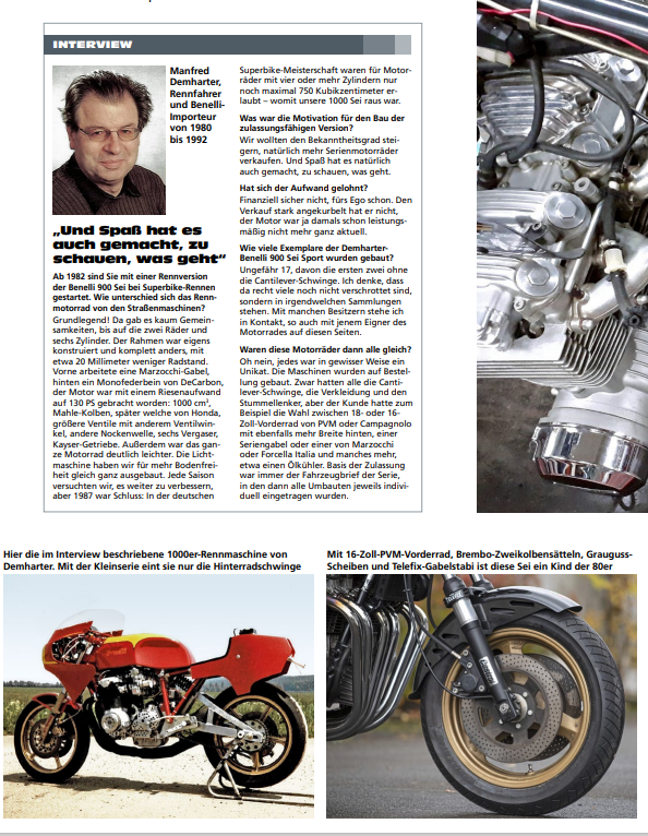 Demharter Benelli SEI 900 Verkauf Klassische und exklusive Motorrad Unikat von Green Island Bikes