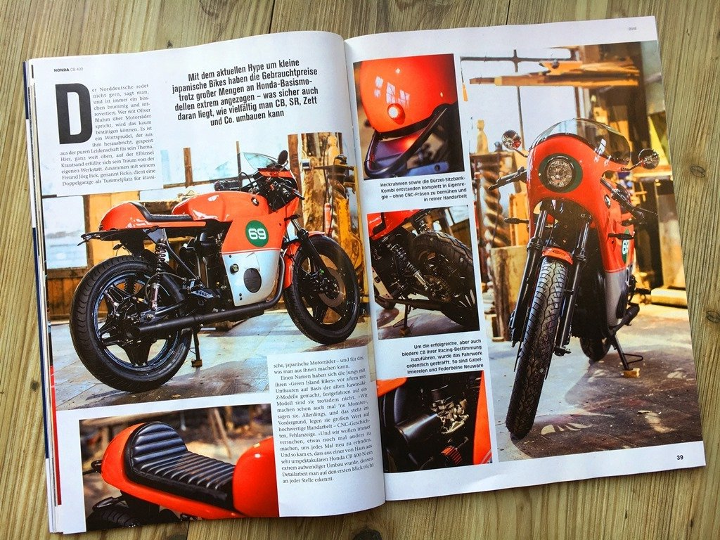 Ein Green Island Bike in der Fachzeitschrift Custombike