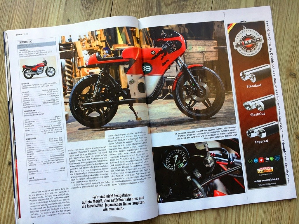 Ein Green Island Bike in der Fachzeitschrift Custombike