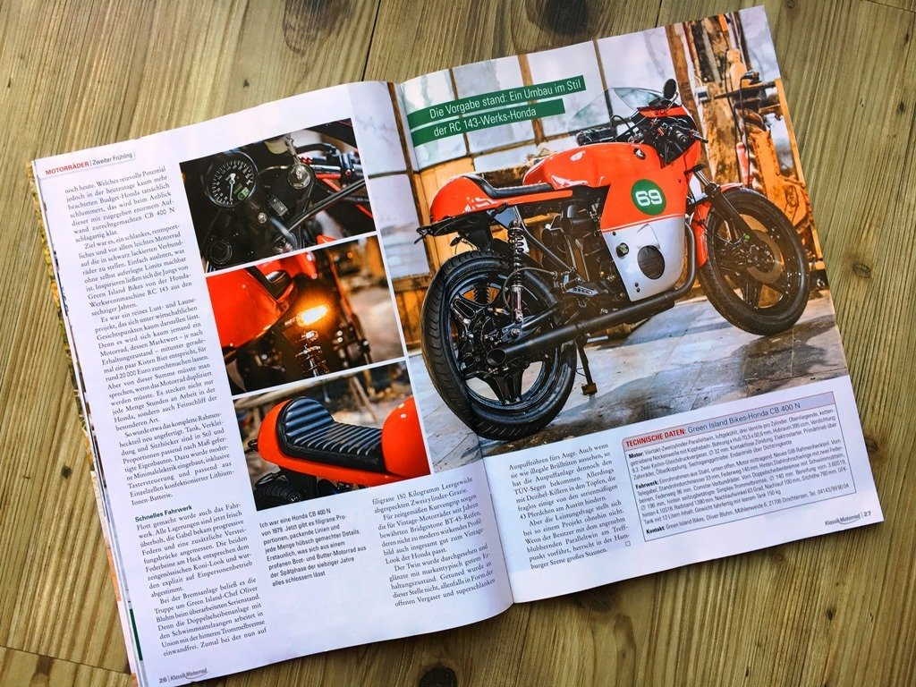 Ein Green Island Bike in der Fachzeitschrift Klassik Motorrad