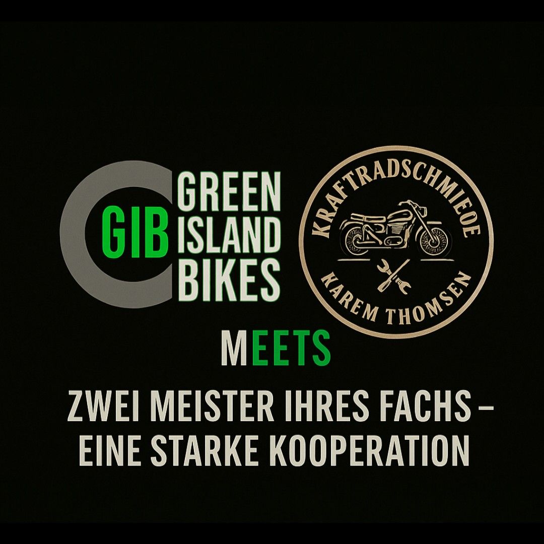 Logo von Green Island Bikes und der Kraftradschmiede