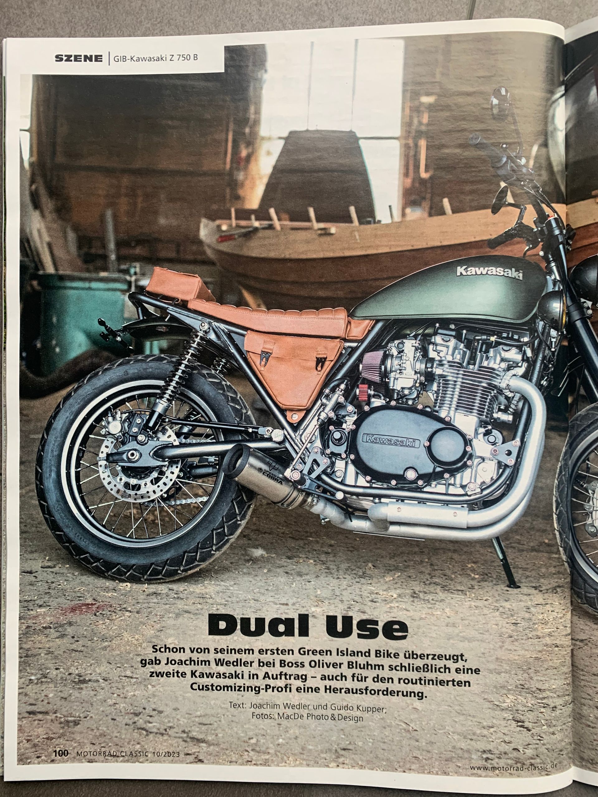 Kawasaki Z 750 B Twin von Green Island Bikes. Bericht in der Motorrad-Classic über unseren Dual Use Scrambler