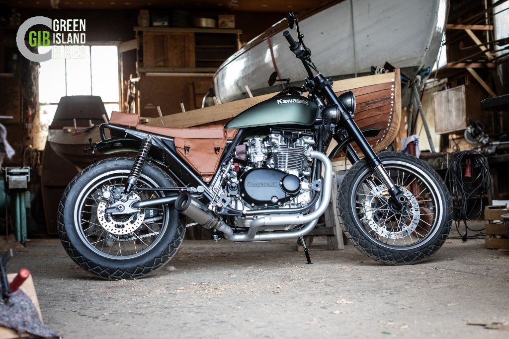 Kawasaki Z 750 B Twin Klassisches und exklusives Motorrad Unikat von Green Island Bikes. Dual Use Scrambler