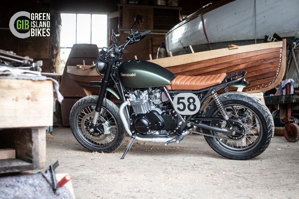 Kawasaki Z 750 B Twin Klassisches und exklusives Motorrad Unikat von Green Island Bikes. Dual Use Scrambler