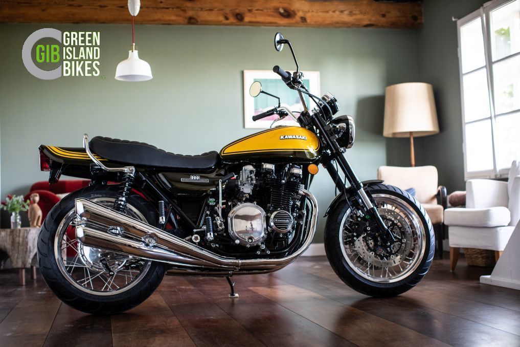 Luftgekühlter Reihenvierzylinder der Kawasaki Z1 mit klassischer Optik und moderner Technik