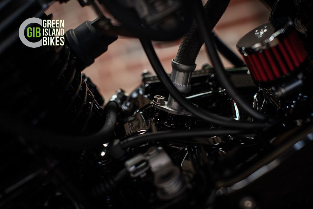 Detailaufnahme der Lackierung der Yamaha SR 500 im GIB-Design