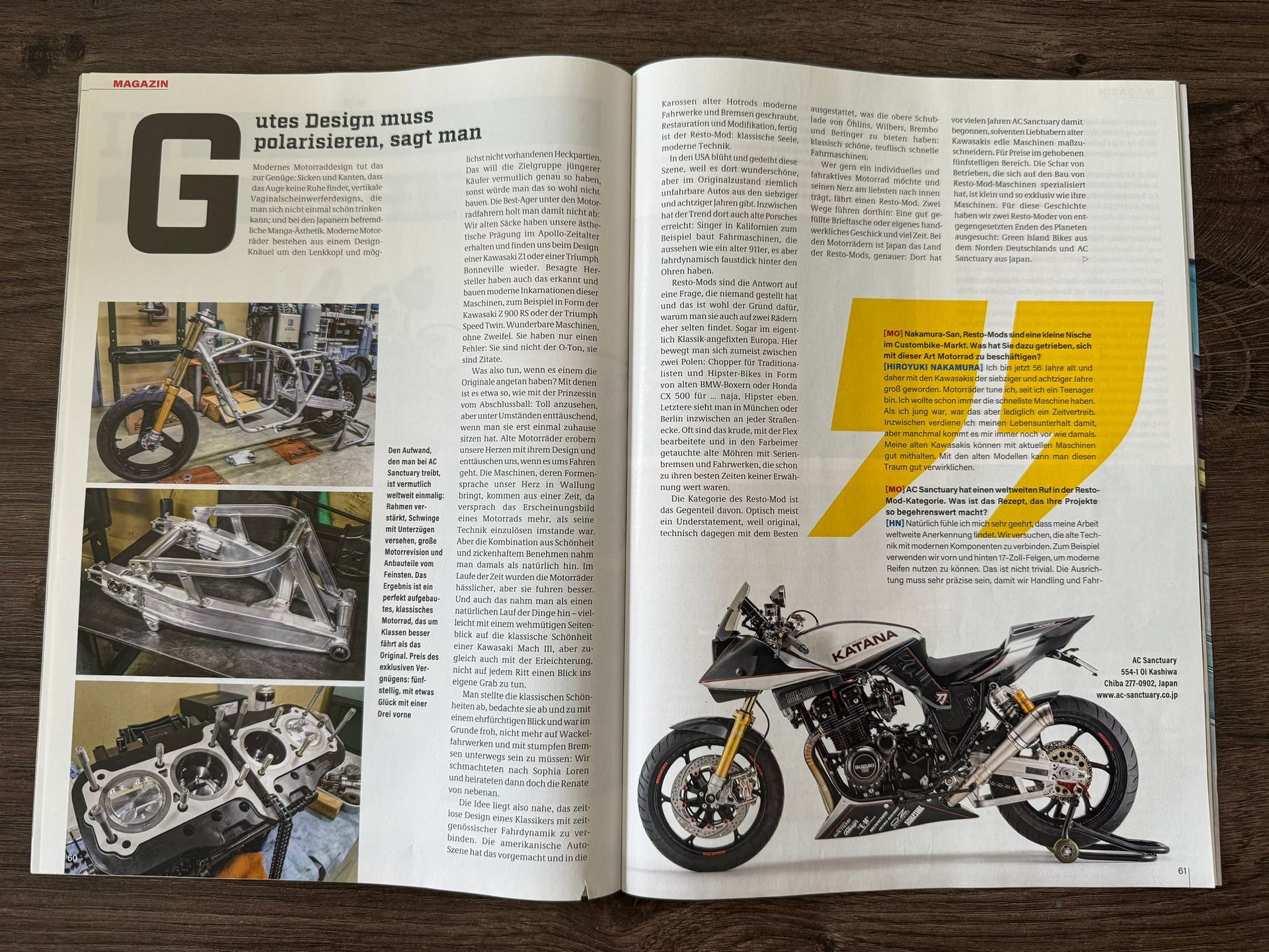 Technische Einblicke in den Aufbau eines hochwertigen Kawasaki Restomod von AC Sanctuary Japan.