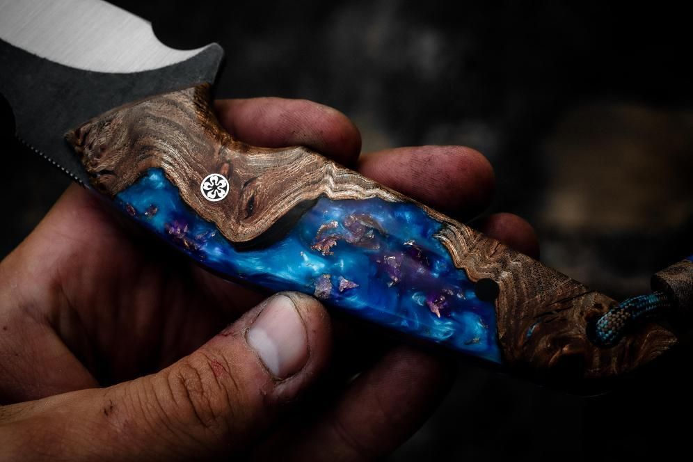 couteau résine epoxy bois