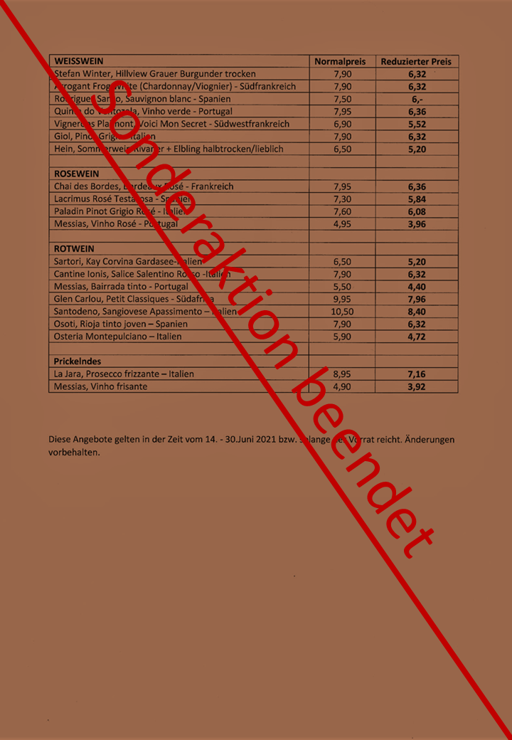 20 % Prozent auf Weine im WeinReich in Gehrden bei Hannover.
