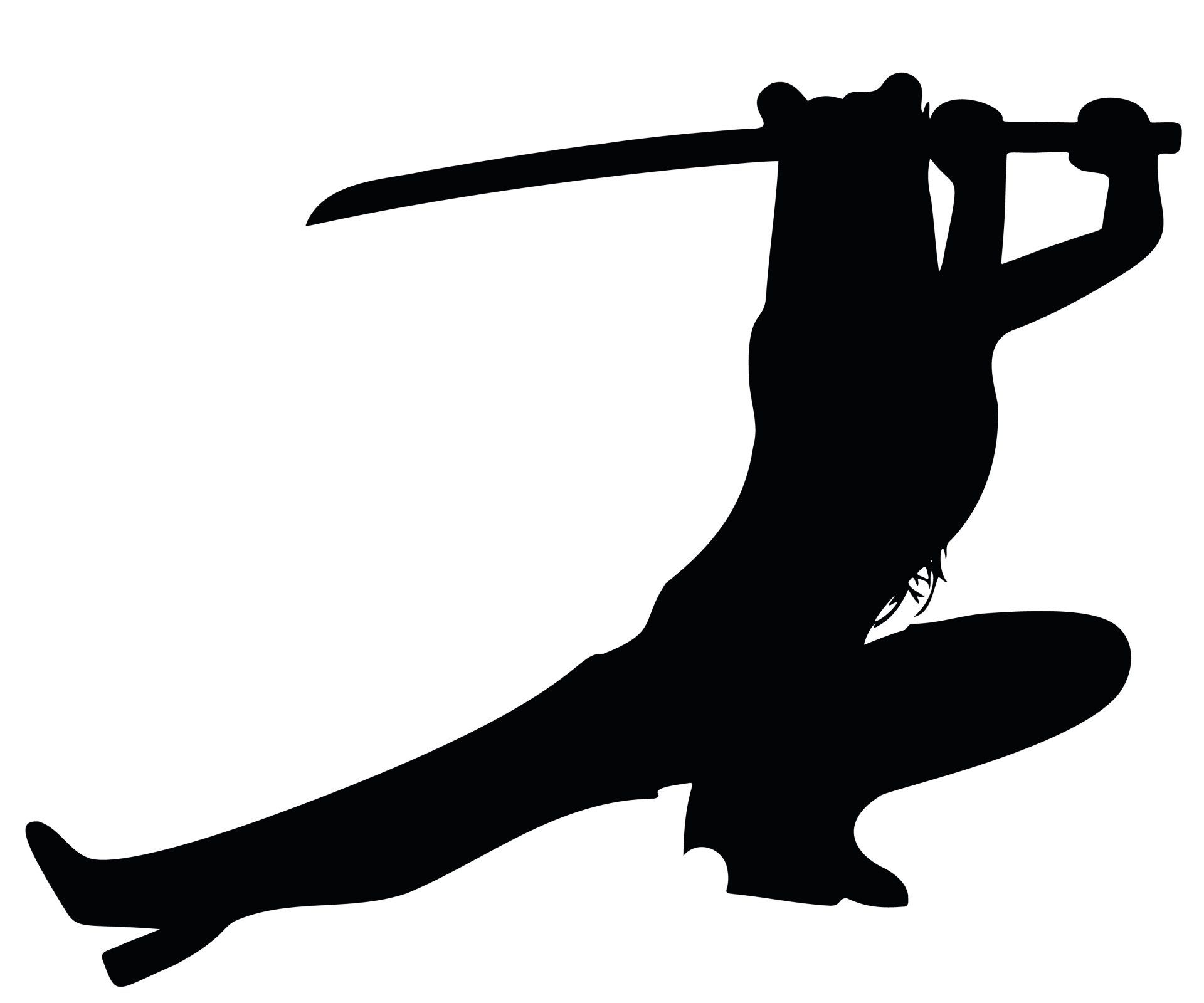 Silhouette of a woman wielding a samurai sword