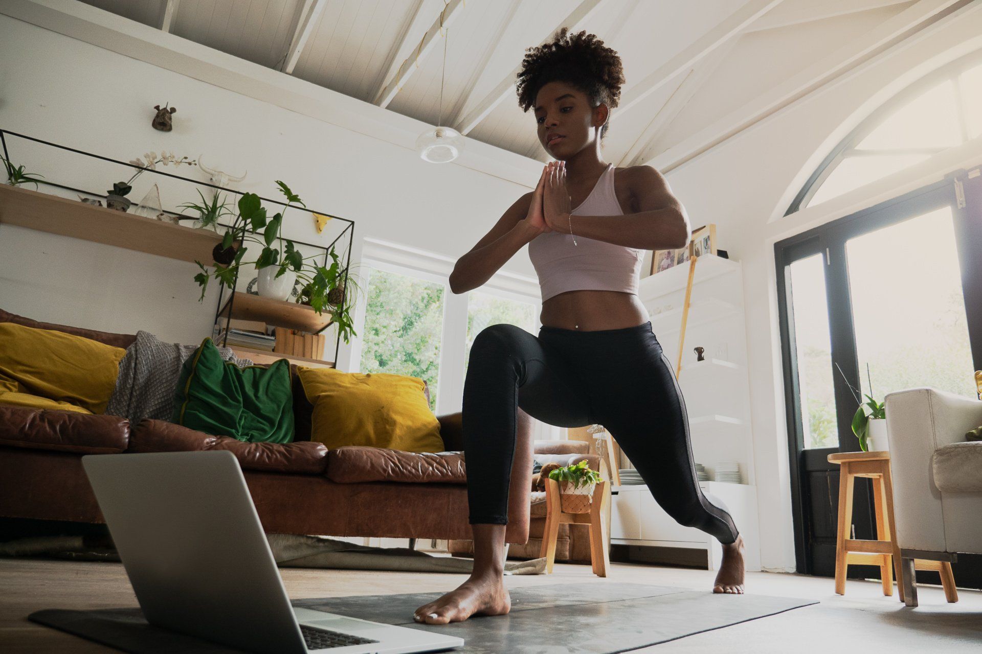 Woman Working Out At Home