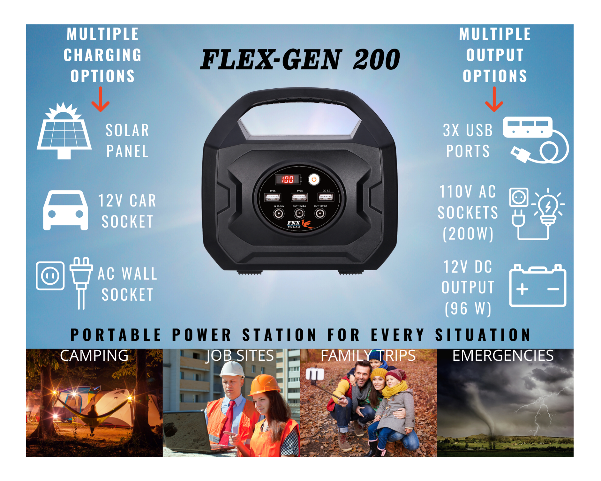 FLEX-GEN portable power station by FNX Solar