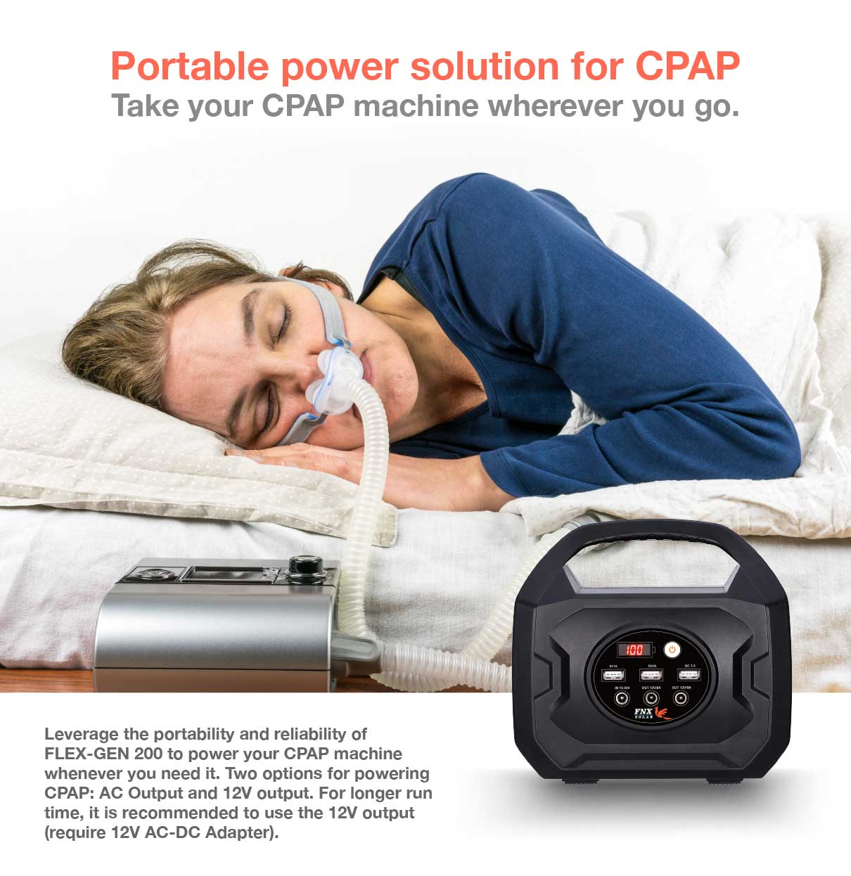 CPAP portable power station by FNX Solar