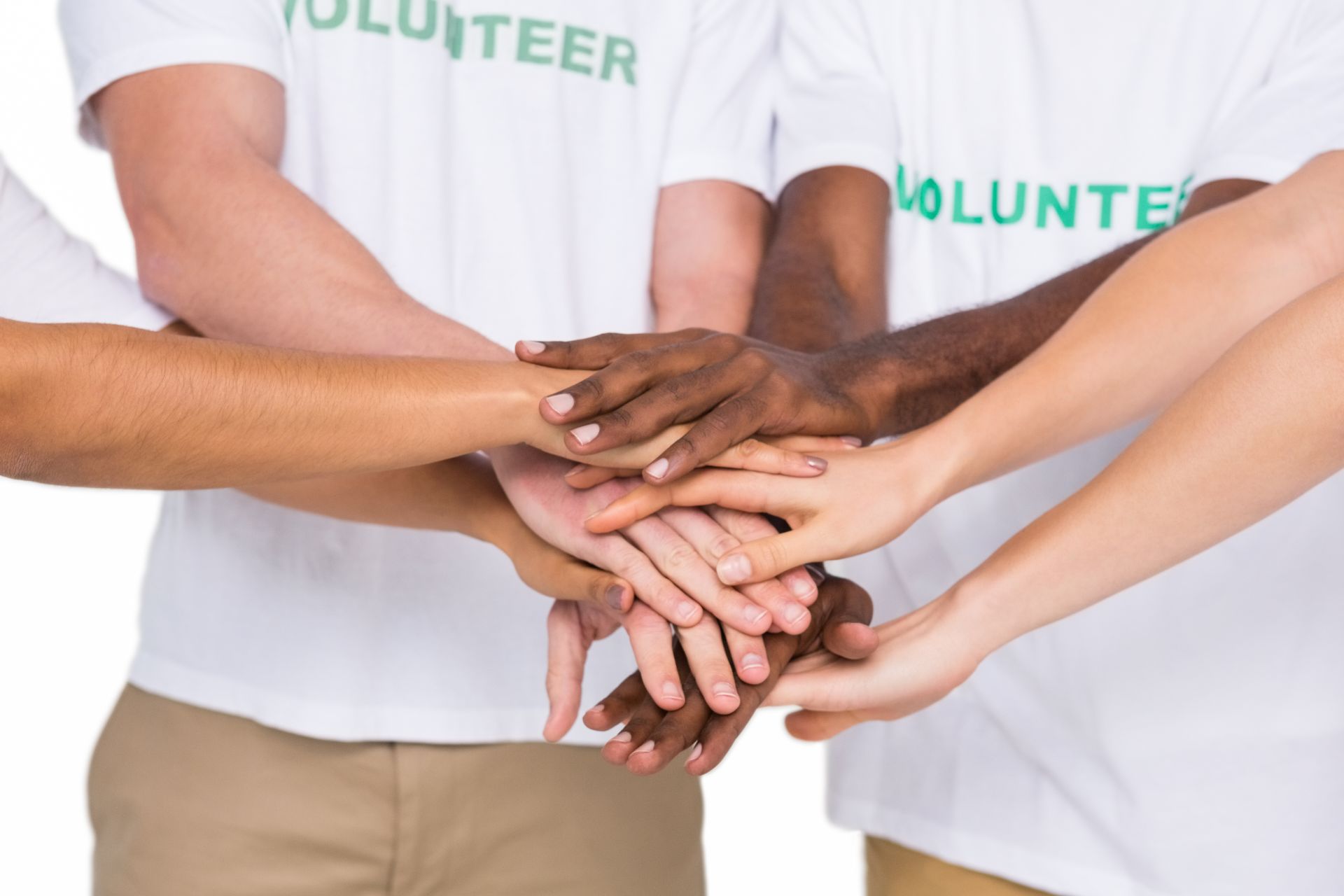 people placing hands together