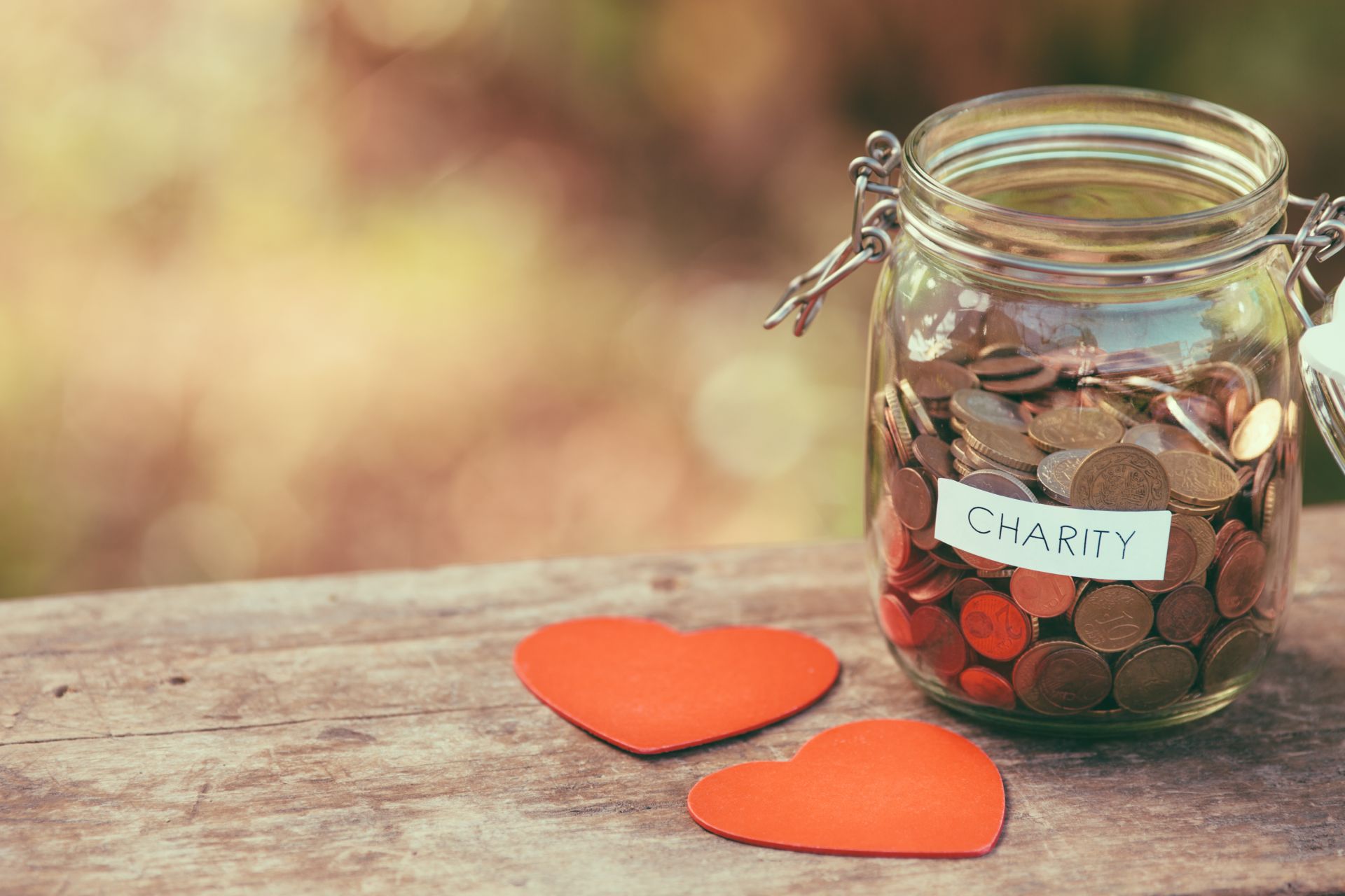a charity donation jar