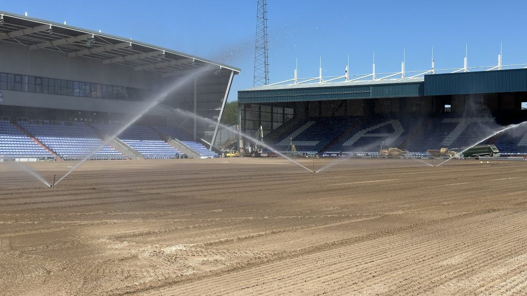 The Boundary Park Stadium - Oldham Athletic Mid-way Through New Pitch