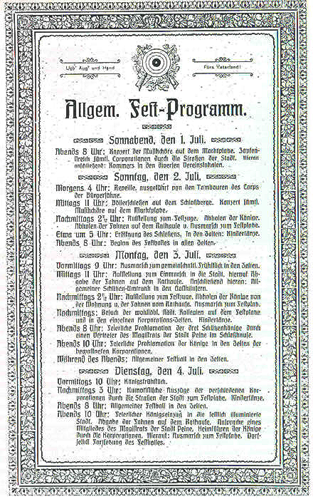 Festprogramm für das Freischießen 1905 Freischießen 1905