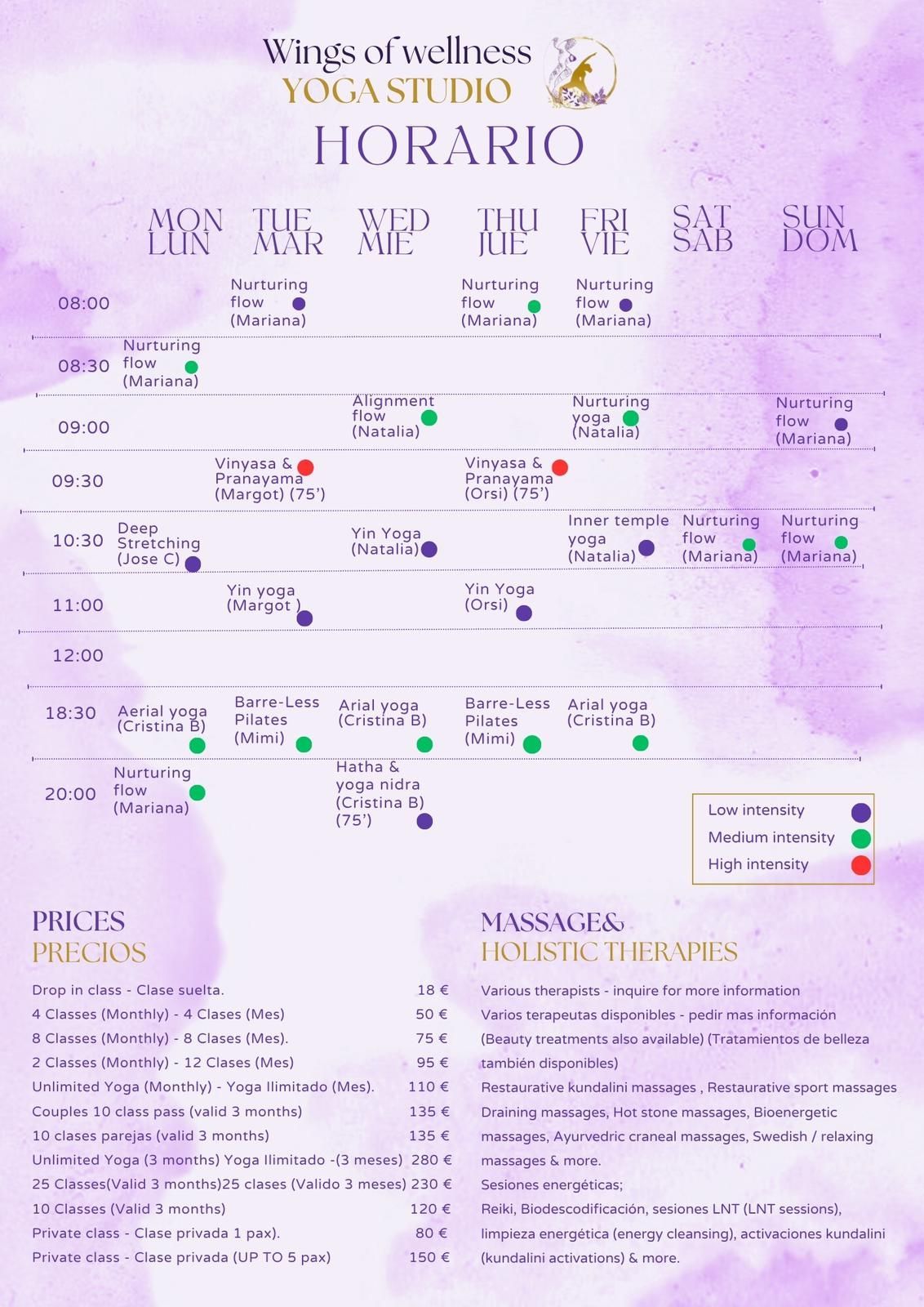 yoga schedule marbella