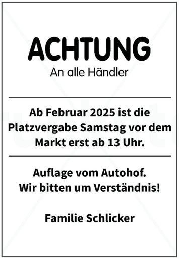 Hinweis Platzvergabe ab Februar 2025 Hinweis Platzvergabe