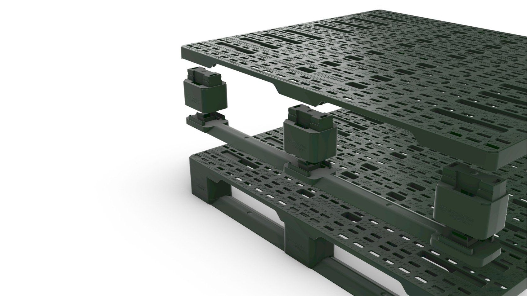 Claverpallet Realizzata Made in Italy con materiale riciclato Resistente ed impermeabile Dotata di piedi removibili Salvaspazio