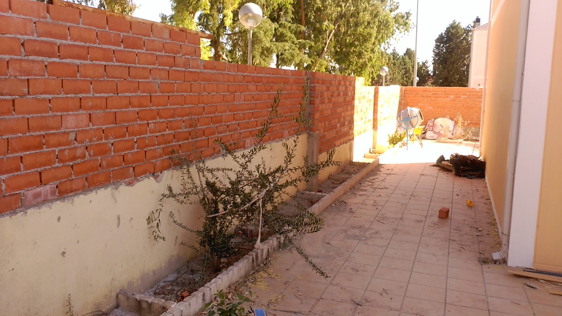 Levantar muro de valla medianera.