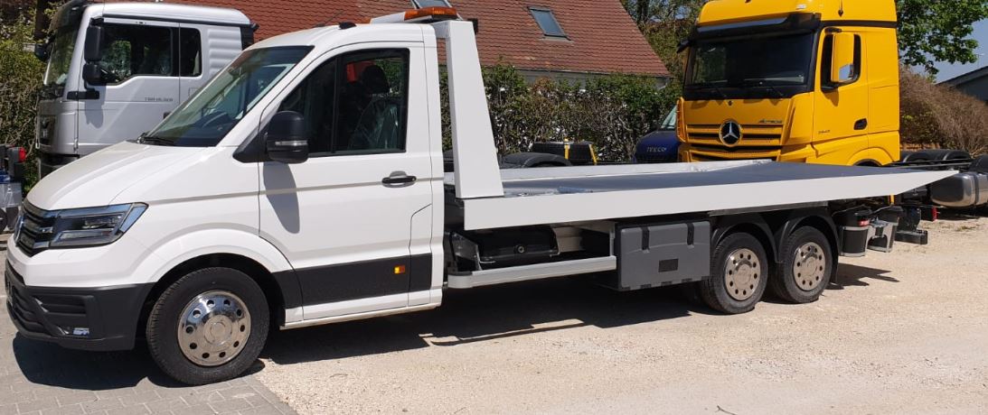 Abschleppwagen Verschiebeplateau Zusatzachse Auflastung Aluminiumplateau Bergedienst Bergefahrzeug Schlepper ADAC Mautfrei
