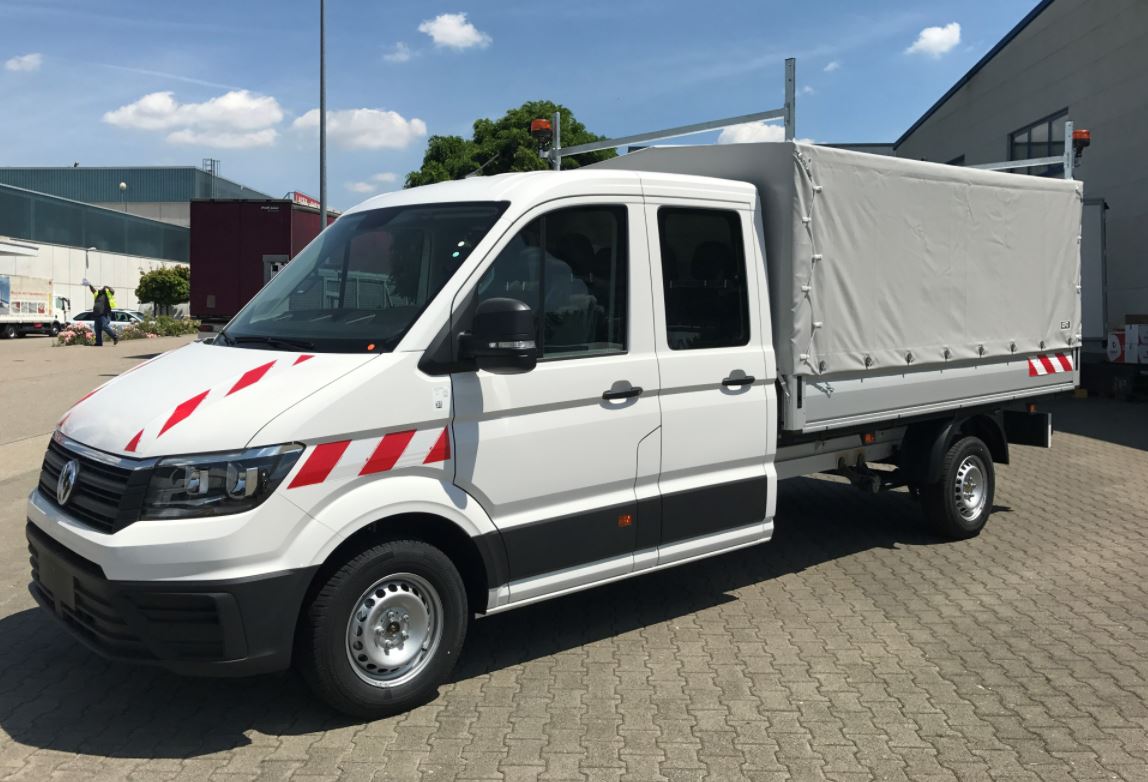 Volkswagen Crafter Einzelkabine Werkspritsche Planenaufbau Hochlastenträger Rack