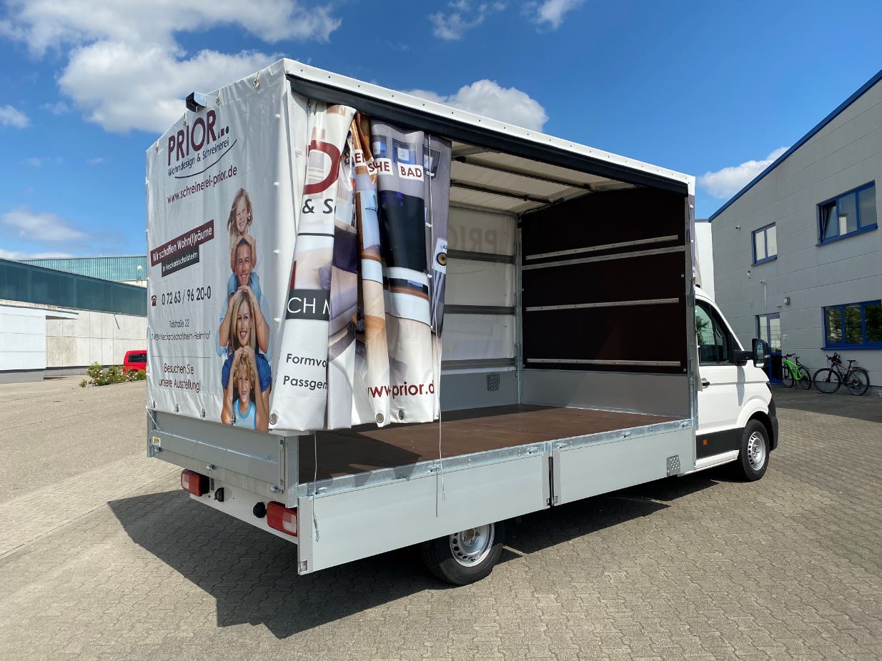Planenaufbau Pritsche Werkspritsche Curtainsider Crafter Bordwände Verschiebeplane Planenaufdruck
