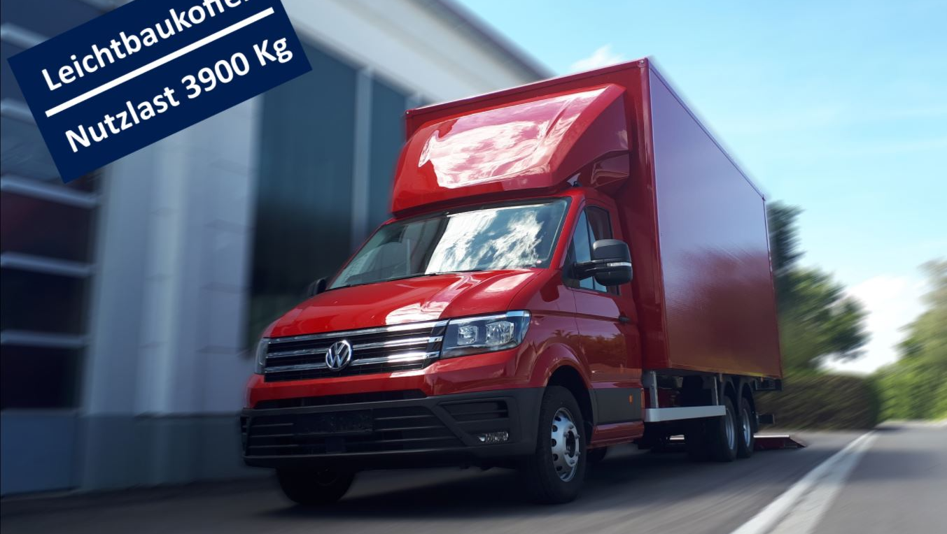 Volkswagen Crafter mit Zusatzachse Leichtbaukoffer und Ladebordwand